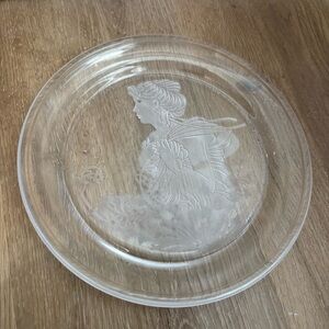 Heather by Michael Yates engraved lead crystal plate Country Ladies 1983